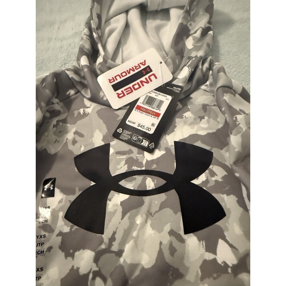 Under Armour Boys Fleece Big Logo Printed Camo Hoodie Youth XS MSRP $45 NWT - Picture 3 of 7